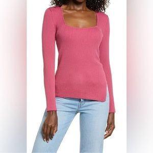 Nordstrom Open Edit Rib Scoop Neck Sweater